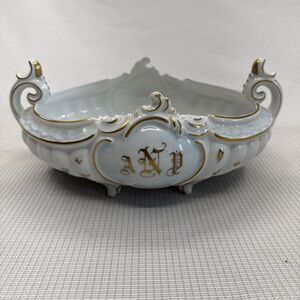 Gerold Porzellan Bavaria Germany Oval Console Bowl #4775 Gold Trim Scroll Work